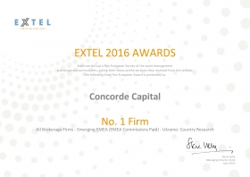 Concorde Capital занял первое место в рейтинге Thomson Reuters Extel Survey 2016